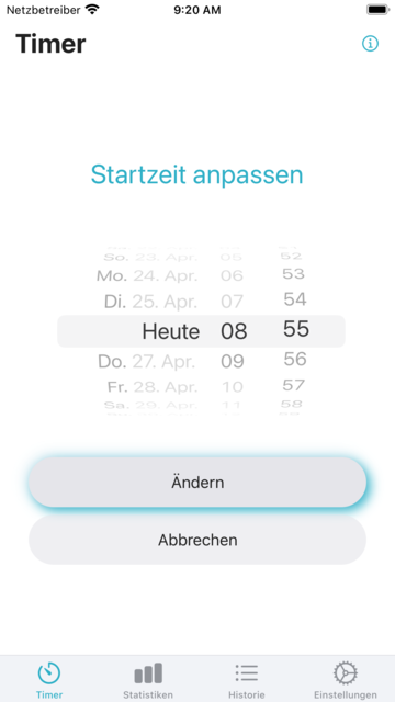 Neue Startzeit auswählen